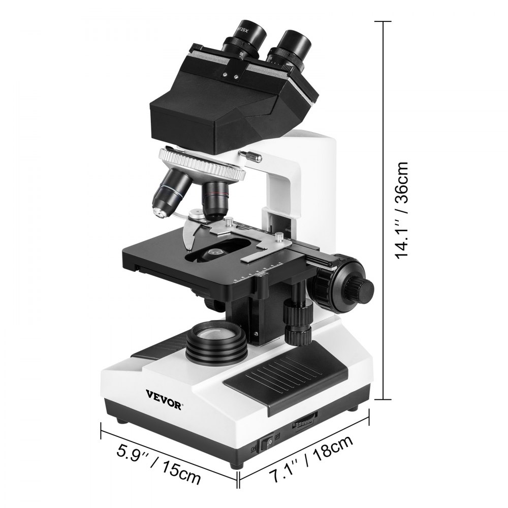 Vevor Binocular Compound Microscope Digital Compound Microscope 40x-2500x Lab