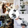 VEVOR Binocular Compound Microscope 40X-2000X Magnification LED Digital Compound Microscope, Research-Grade Microscope w/ Wide-Field 10X and 20X Eyepieces, 3MP Camera, Double Layer Mechanical Stage