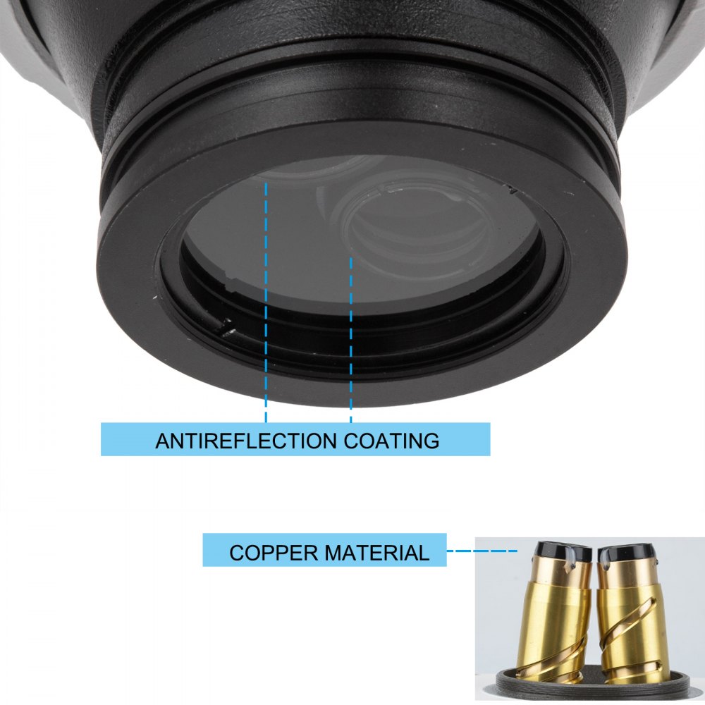VEVOR 3.5X-90X Stereo Microscope 360°Swiveling Trinocular Stereo Microscope with Pillar Stand