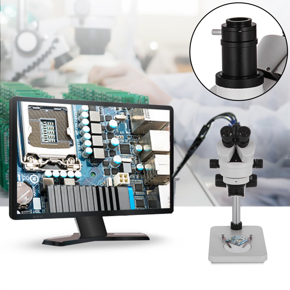 VEVOR 3.5X-90X Stereo Microscope 360°Swiveling Trinocular Stereo Microscope with Pillar Stand