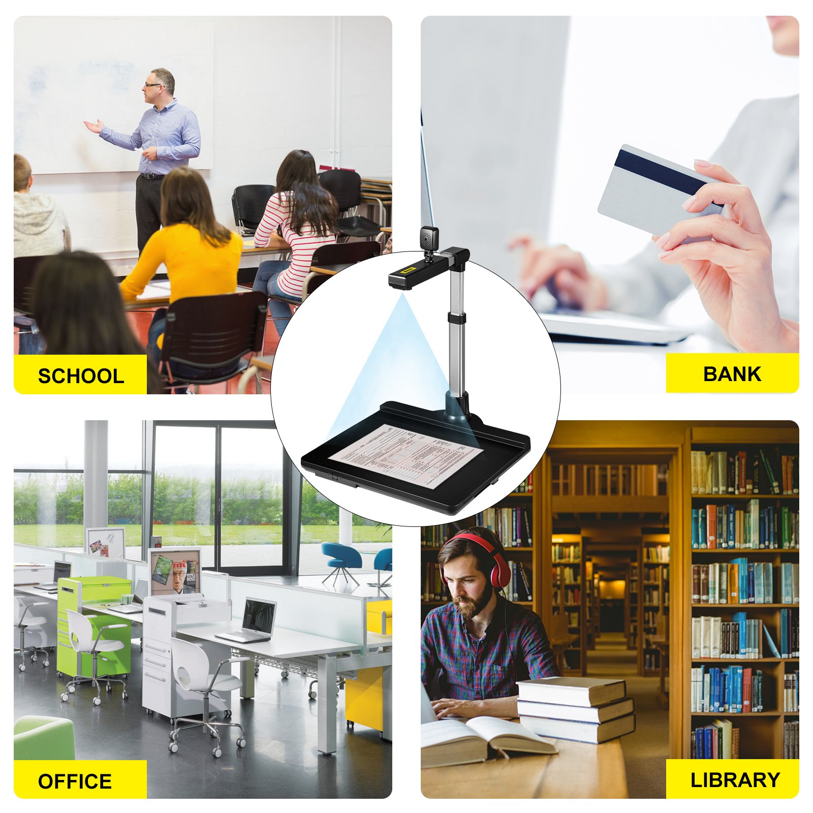 Vevor Document Camera For Teachers Book Scanner A3 Dual Lens Document Scanner