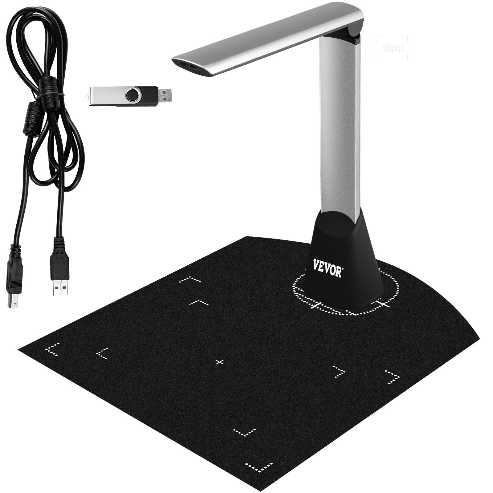 VEVOR Document Camera for Teachers A4 Scanning Size Book Scanner 5 Mega-Pixel Lens Book & Document Scanner w/ LED Lights Portable Scanner for Teacher OCR Function for Classroom Online Teaching Office