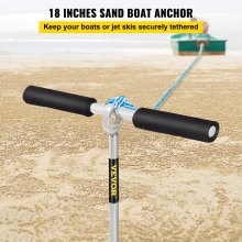 VEVOR Sand Anchor, 18\" Length Auger to The Beach and Sandbar, 316 Stainless Steel Screw Anchor with Removable Handle, Bungee Line & Carry Bag, for Jet Ski PWC Pontoon Kayak