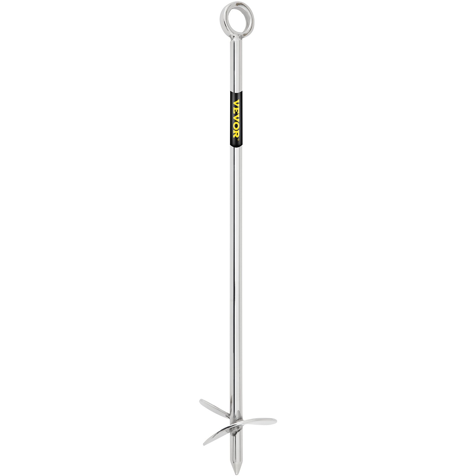 metallic VEVOR sand anchor with spiral bottom and loop handle.