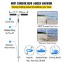 VEVOR sand anchor with foam grip, bungee dock line, welded ring, and steel screw.