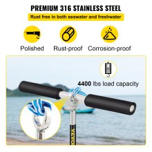 VEVOR Sand Anchor, 36\" Length Auger to The Beach and Sandbar, 316 Stainless Steel Screw Anchor with Removable Handle, Bungee Line & Carry Bag, for Jet Ski PWC Pontoon Kayak