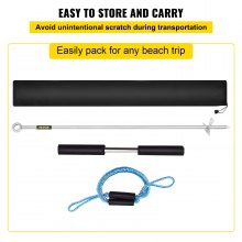 VEVOR Sand Anchor, 36\" Length Auger to The Beach and Sandbar, 316 Stainless Steel Screw Anchor with Removable Handle, Bungee Line & Carry Bag, for Jet Ski PWC Pontoon Kayak