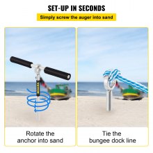 VEVOR Sand Anchor, 36" Length Auger to the Beach and Sandbar, 316 Stainless Steel Screw Anchor w/ Removable Handle, Bungee Line & Carry Bag, for Jet Ski PWC Pontoon Kayak