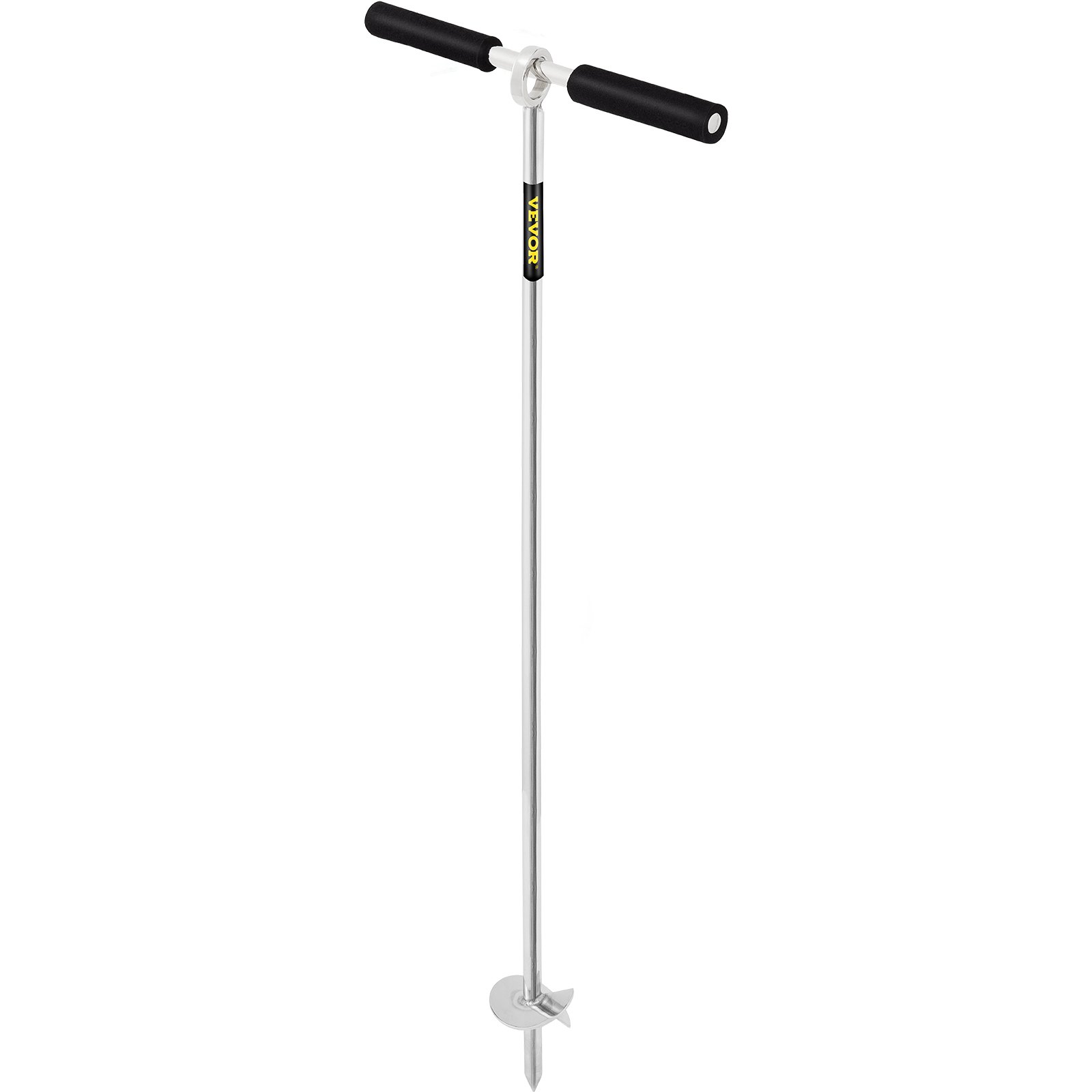 VEVOR sand anchor with t-handle design and helical base for beach umbrellas.