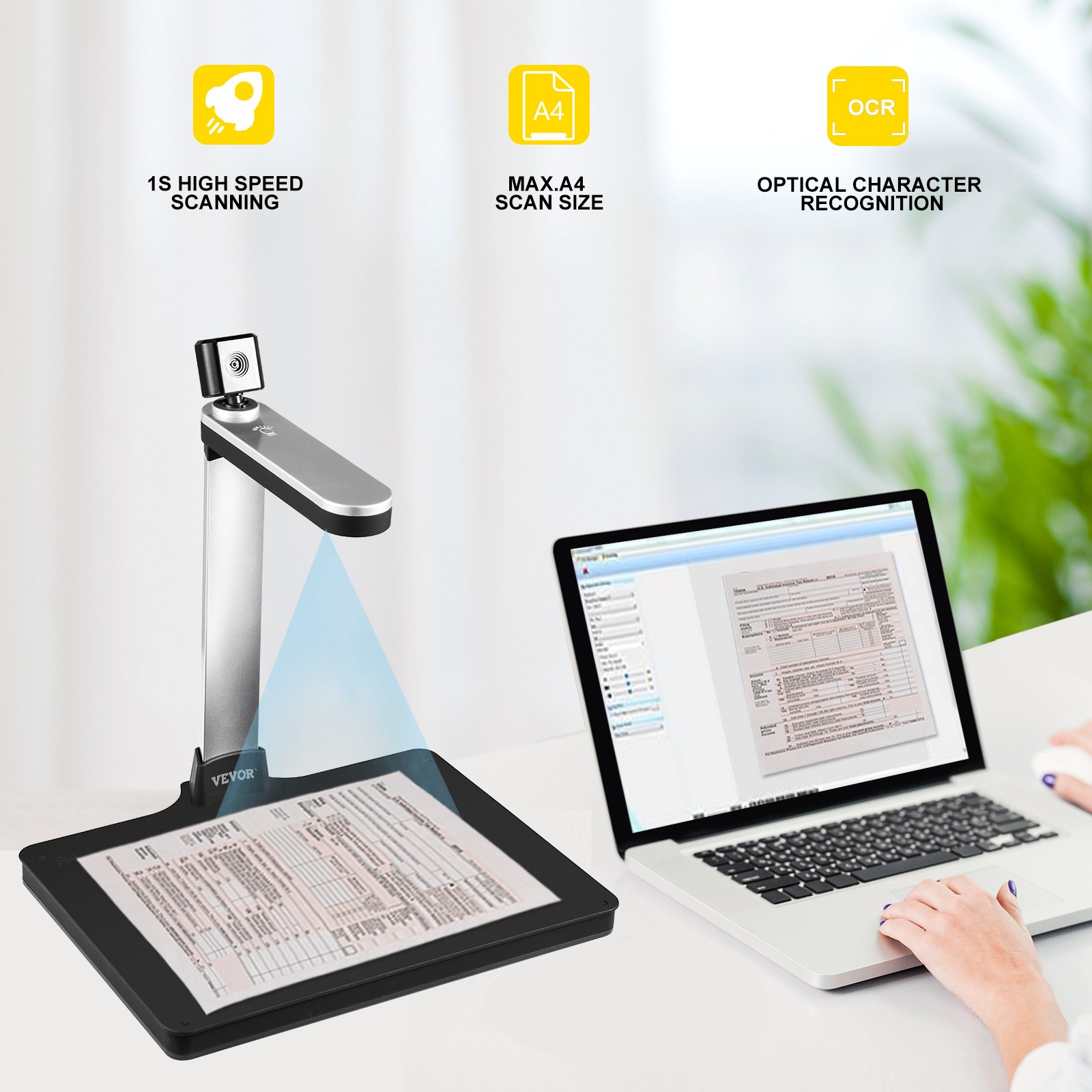 Vevor Document Camera For Teachers Book Scanner A4 Dual Lens Document Scanner