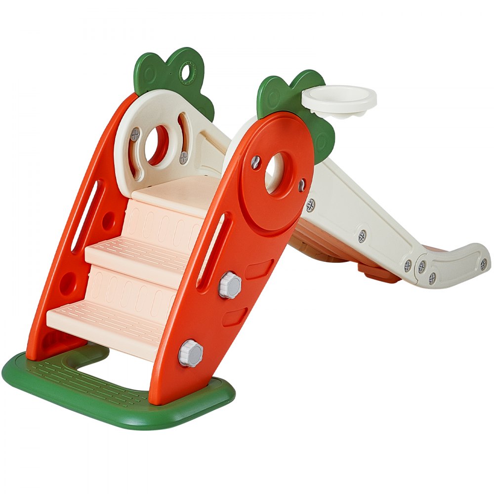 colorful VEVOR toddler slide with steps, green base, and playful carrot and leaf design for kids.