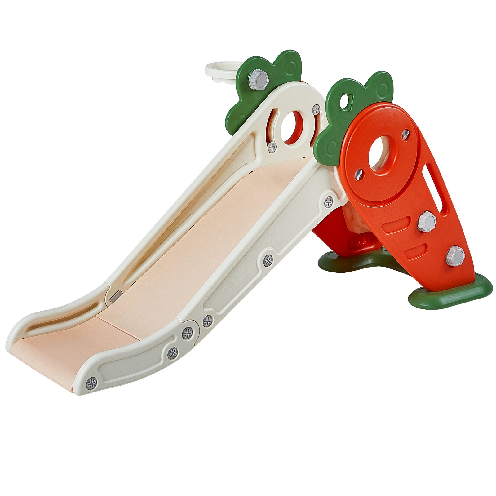 toddler slide with sturdy construction. playful design in red, green, and cream colors. perfect for kids.