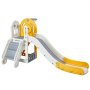 VEVOR toddler slide in white and yellow, featuring steps, a smooth slide, and playful design elements.