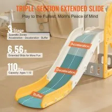 VEVOR Toddler Slide, Kid Slide for Toddlers Age 1-12 w/ Climbable Ladders & Basketball Hoop & Storage Space, Indoor Outdoor Slide Playset for Kids Within 50kg, Toddler Playground w/ Raised Handrail