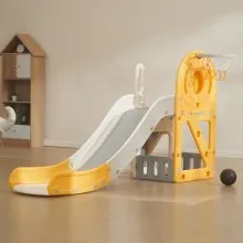 VEVOR Toddler Slide, Kid Slide for Toddlers Age 1-12 w/ Climbable Ladders & Basketball Hoop & Storage Space, Indoor Outdoor Slide Playset for Kids Within 50kg, Toddler Playground w/ Raised Handrail
