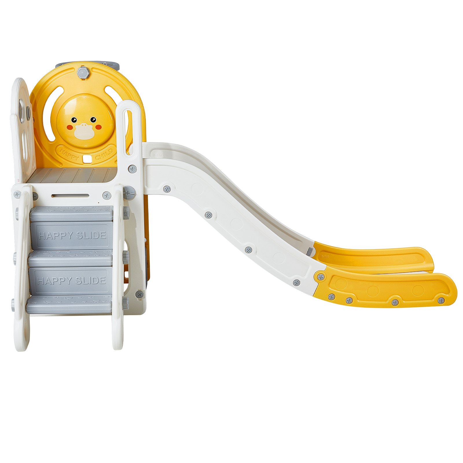 VEVOR toddler slide with yellow and white design, happy face at the top, and easy-to-climb steps.