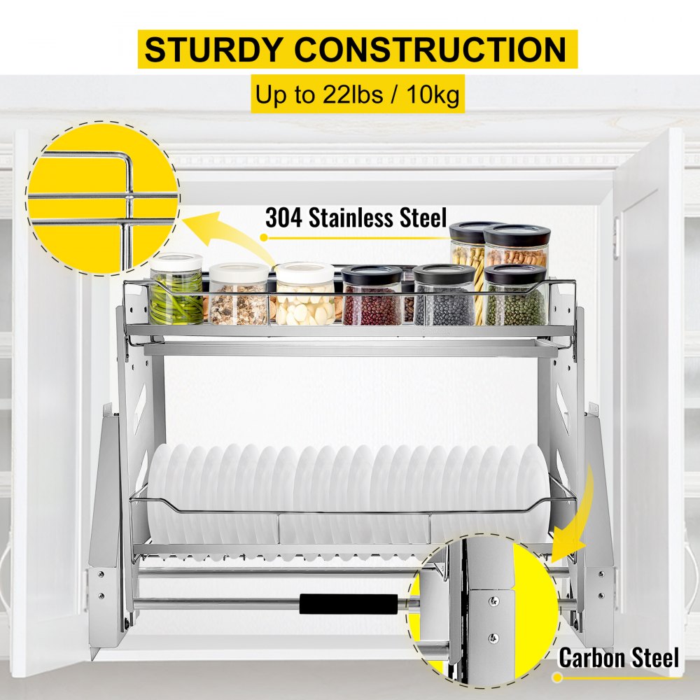 VEVOR Kitchen Pull Down Wall Cabinets 560MM Up and Down Lifting Basket Racks