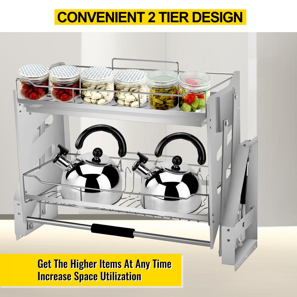 VEVOR Kitchen Pull Down Wall Cabinets 560MM Up and Down Lifting Basket Racks
