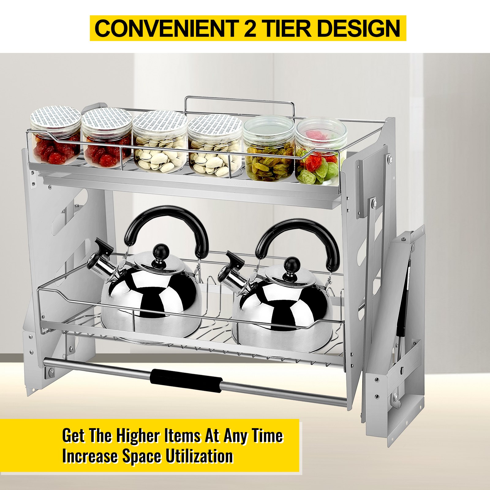 VEVOR Kitchen Pull Down Wall Cabinets 560MM Up and Down Lifting Basket Racks