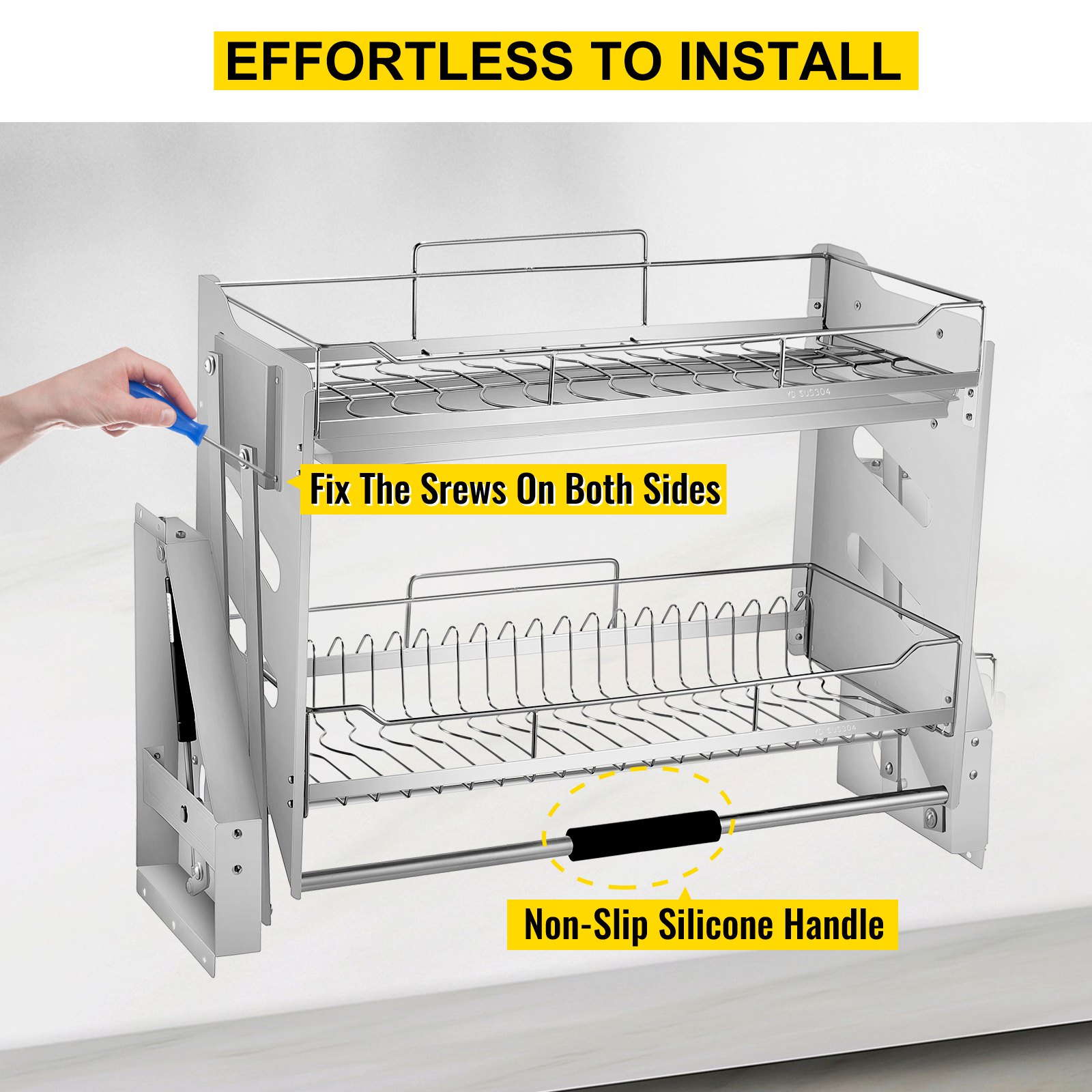 VEVOR Kitchen Pull Down Wall Cabinets 560MM Up and Down Lifting Basket Racks