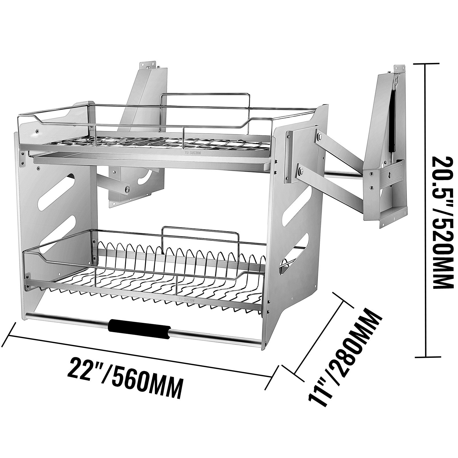VEVOR Kitchen Pull Down Wall Cabinets 560MM Up and Down Lifting Basket Racks