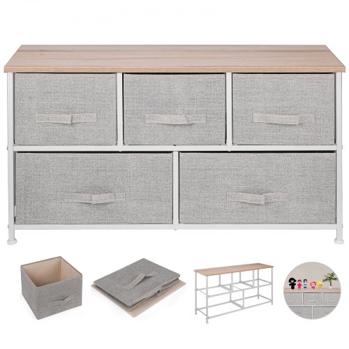 5-drawer Storage Fabric Organizer Minimalist Solid Mdf Simplicity Style Cabinet