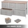 5-Drawer Storage Fabric Organizer Cabinet Storage Chest Shelf Fabric Entryway