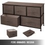 VEVOR Dresser Storage Tower with 5 Fabric Drawer Steel Frame Storage Cabinet Bin Storage Organizer Unit Fabric Cube Dresser Chest Cabinet Coffee Wide (Coffee/Wide)