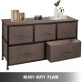 VEVOR Dresser Storage Tower with 5 Fabric Drawer Steel Frame Storage Cabinet Bin Storage Organizer Unit Fabric Cube Dresser Chest Cabinet Coffee Wide (Coffee/Wide)