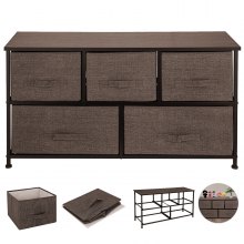 Fabric 5 Drawer Storage Tower Organizer Coffee Durable Simplicity Design Fabric