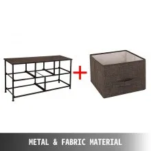 VEVOR Dresser Storage Tower with 5 Fabric Drawer Steel Frame Storage Cabinet Bin Storage Organizer Unit Fabric Cube Dresser Chest Cabinet Coffee Wide (Coffee/Wide)
