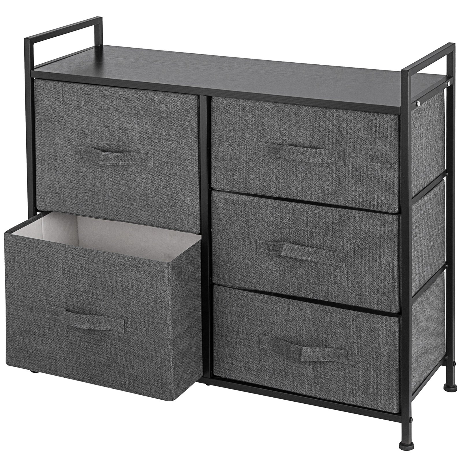 VEVOR 5 Drawer Dresser Organizer Drawers Storage Unit Fabric Storage Chest for Bedroom, Hallway, Entryway, Closets, Nurseries Furniture Storage Tower Sturdy Steel Frame(Dark Grey/Tall)