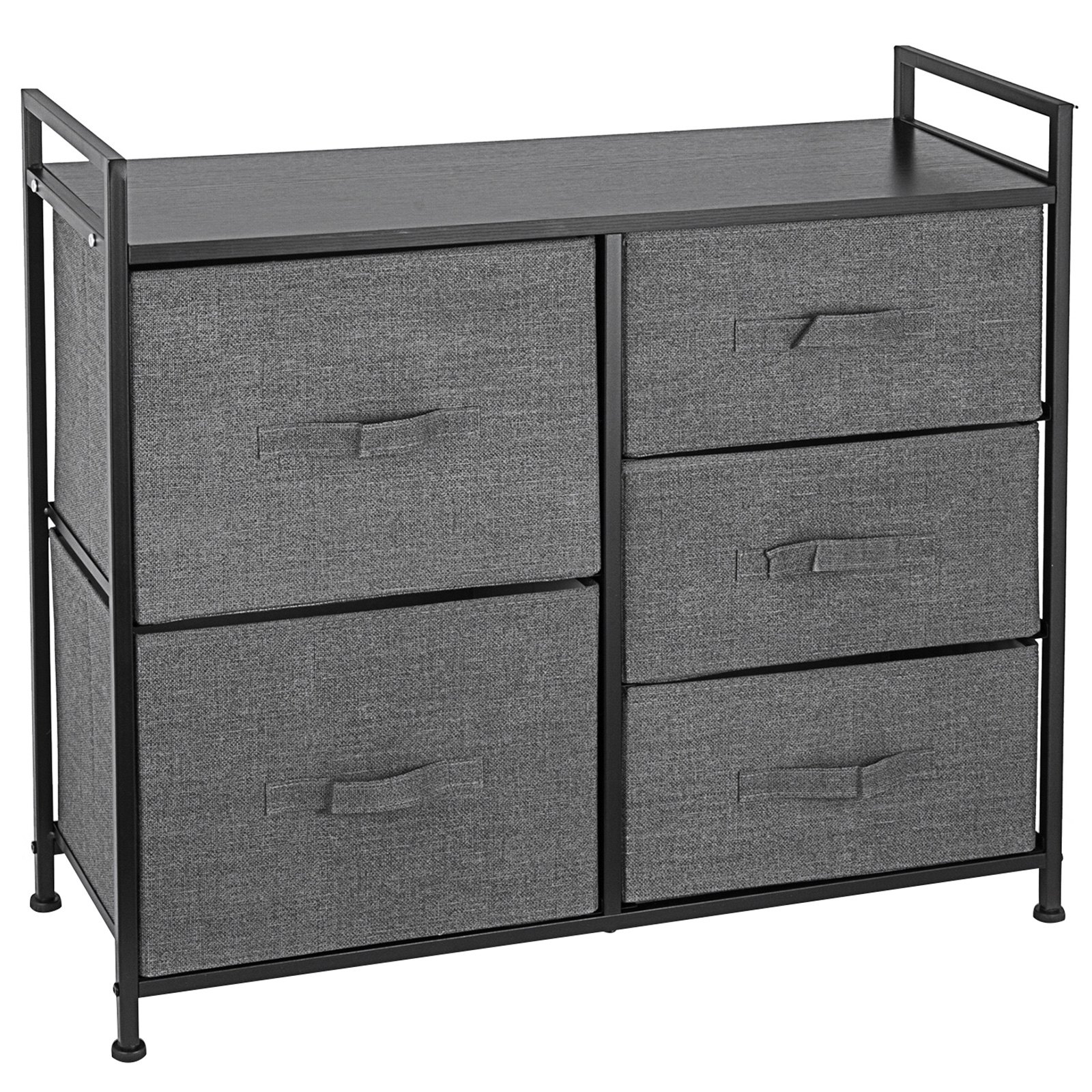 VEVOR 5 Drawer Dresser Organizer Drawers Storage Unit Fabric Storage Chest for Bedroom, Hallway, Entryway, Closets, Nurseries Furniture Storage Tower Sturdy Steel Frame(Dark Grey/Tall)