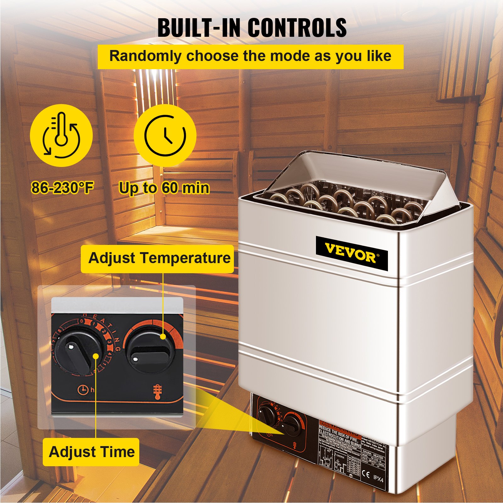 8 Kw Wet&dry Sauna Heater Stove Internal Control Control Knobs Anti-rust Cozy