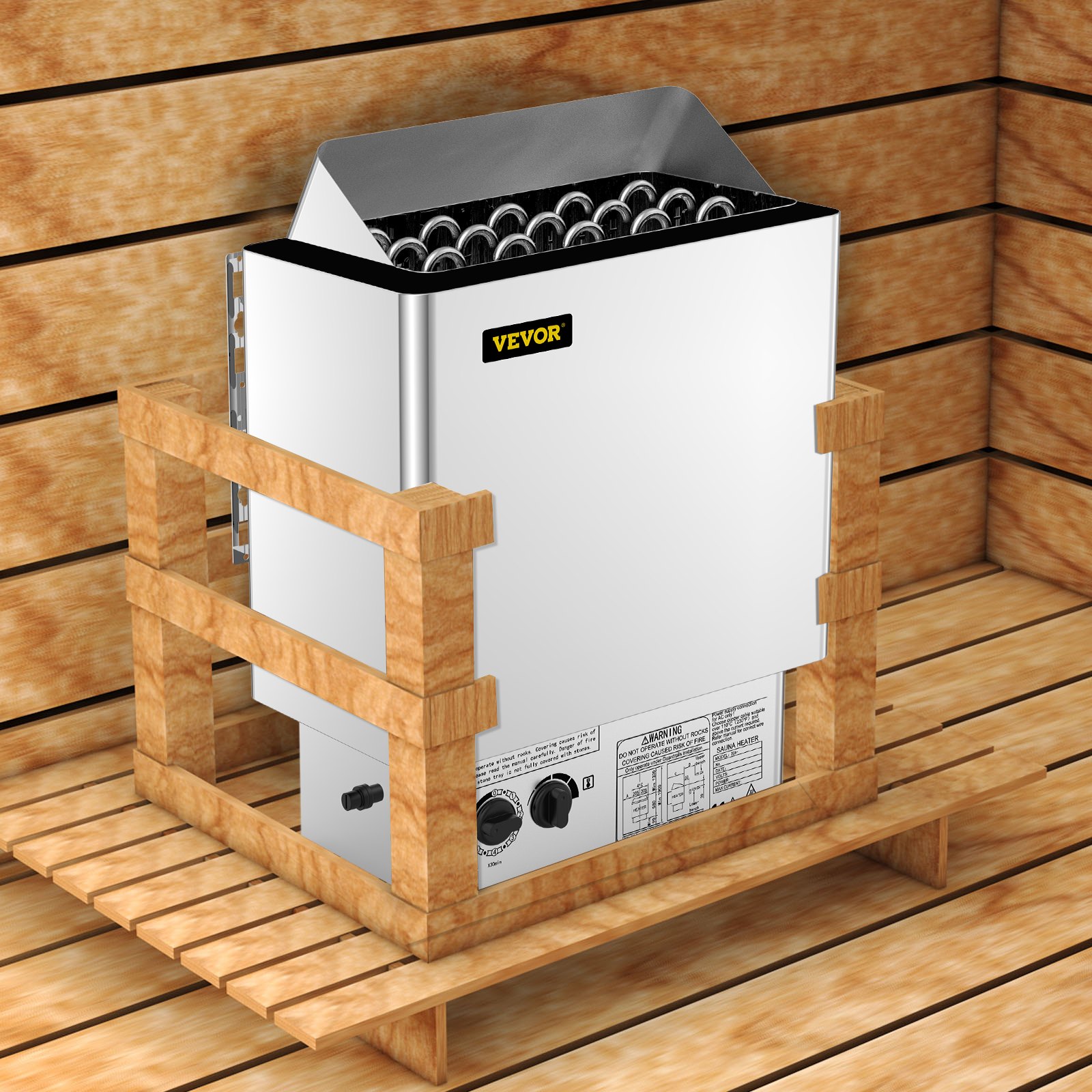 VEVOR 9KW Sauna Heater Stove 380V-415V Wet&Dry  Electric Sauna Heater with Built-in Control Unit Stainless Steel Sauna Heater