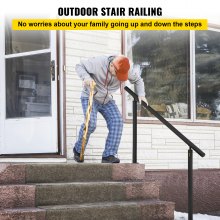 VEVOR Stair Railing Kit, 5 FT Handrails for Outdoor 0-5 Steps, Adjustable Angle Black Aluminum Stair Handrail, Indoor & Outdoor Stairs for the Elderly