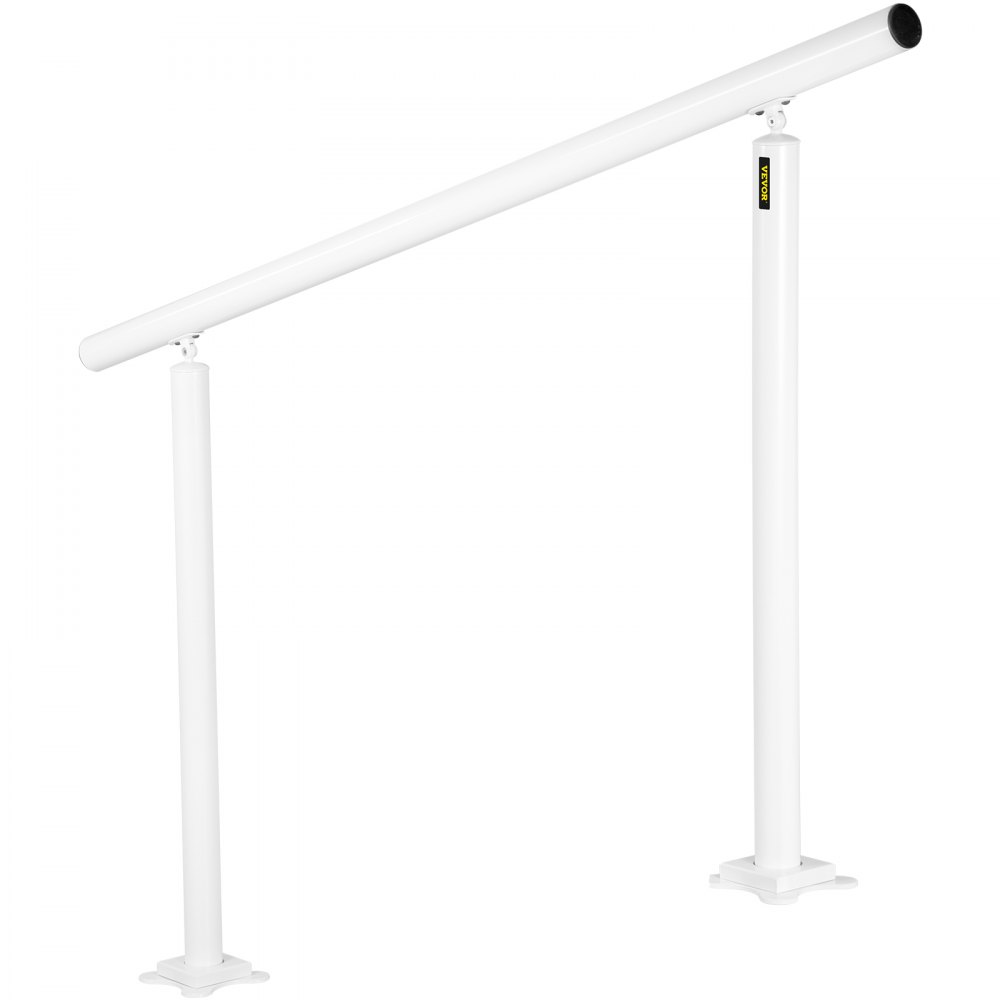 VEVOR Outdoor Stair Railing Kit, 5 FT Handrails 0-5 Steps, Adjustable Angle White Aluminum Stair Hand Rail for The Elderly, Handrails for Outdoor Steps