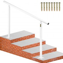 VEVOR Kit de barandilla de escalera para exteriores, pasamanos de 5 pies de 0 a 5 escalones, pasamanos de escalera de aluminio blanco con ángulo ajustable para personas mayores, pasamanos para escalones al aire libre