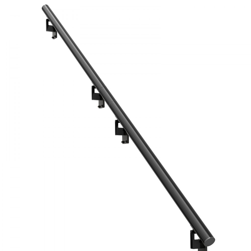black VEVOR indoor stair handrail with wall-mounted brackets, sleek and modern design for safety.