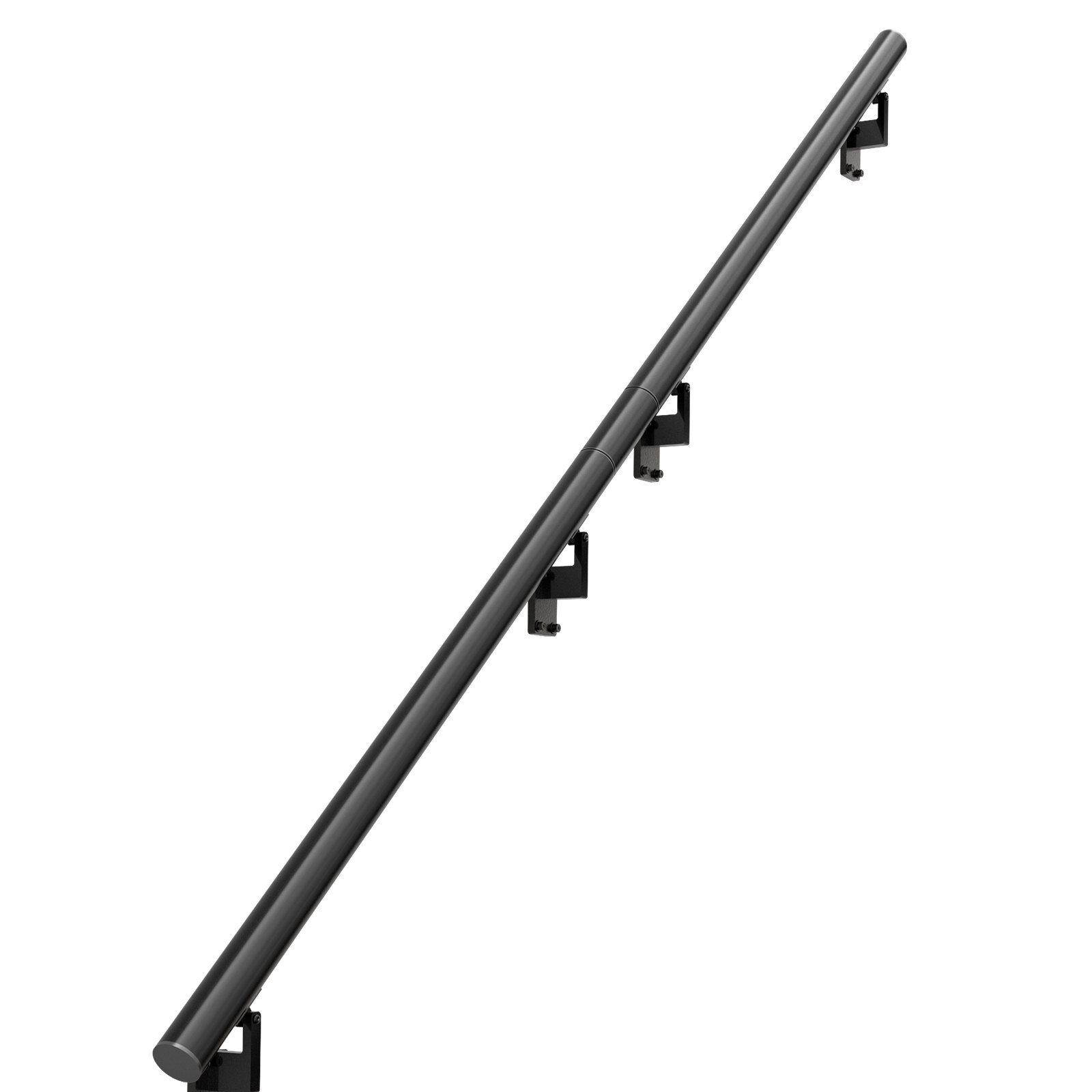 VEVOR indoor stair handrail, sleek black design, wall-mounted with sturdy metal brackets.