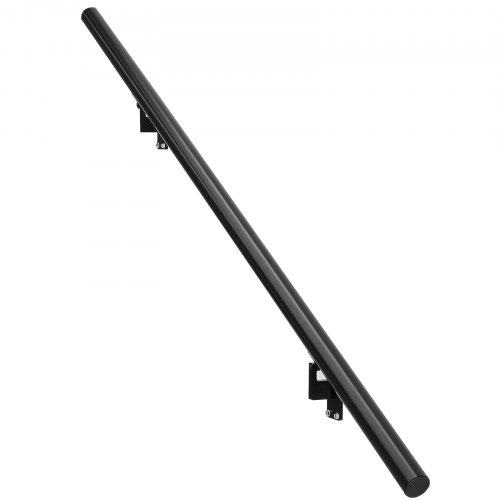 Pasamanos De Pared Para Escalera - Acero Al Carbono Negro, 2 Secciones, Soporta 113 Kg, Para Interiores