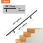 VEVOR Handrail Stair Railing, 4 ft, Wall Mount Handrails for Indoor Stairs, Thickened Aluminum Alloy Hand Rail with Installation Kit, 200KG Load Capacity Stairway Railing for Outdoor Stairs