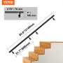 VEVOR Handrail Stair Railing, 213.4CM, Wall Mount Handrails for Indoor Stairs, Thickened Aluminum Alloy Hand Rail with Installation Kit, 200KG Load Capacity Stairway Railing for Outdoor Stairs
