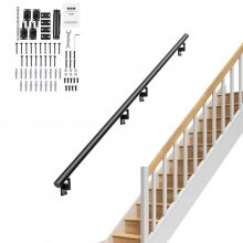 VEVOR Barandilla de escalera, 7 pies, pasamanos de montaje en pared para escaleras interiores, pasamanos de aleación de aluminio engrosado con kit de instalación, barandilla de escalera de capacidad de carga de 440 libras para escaleras exteriores
