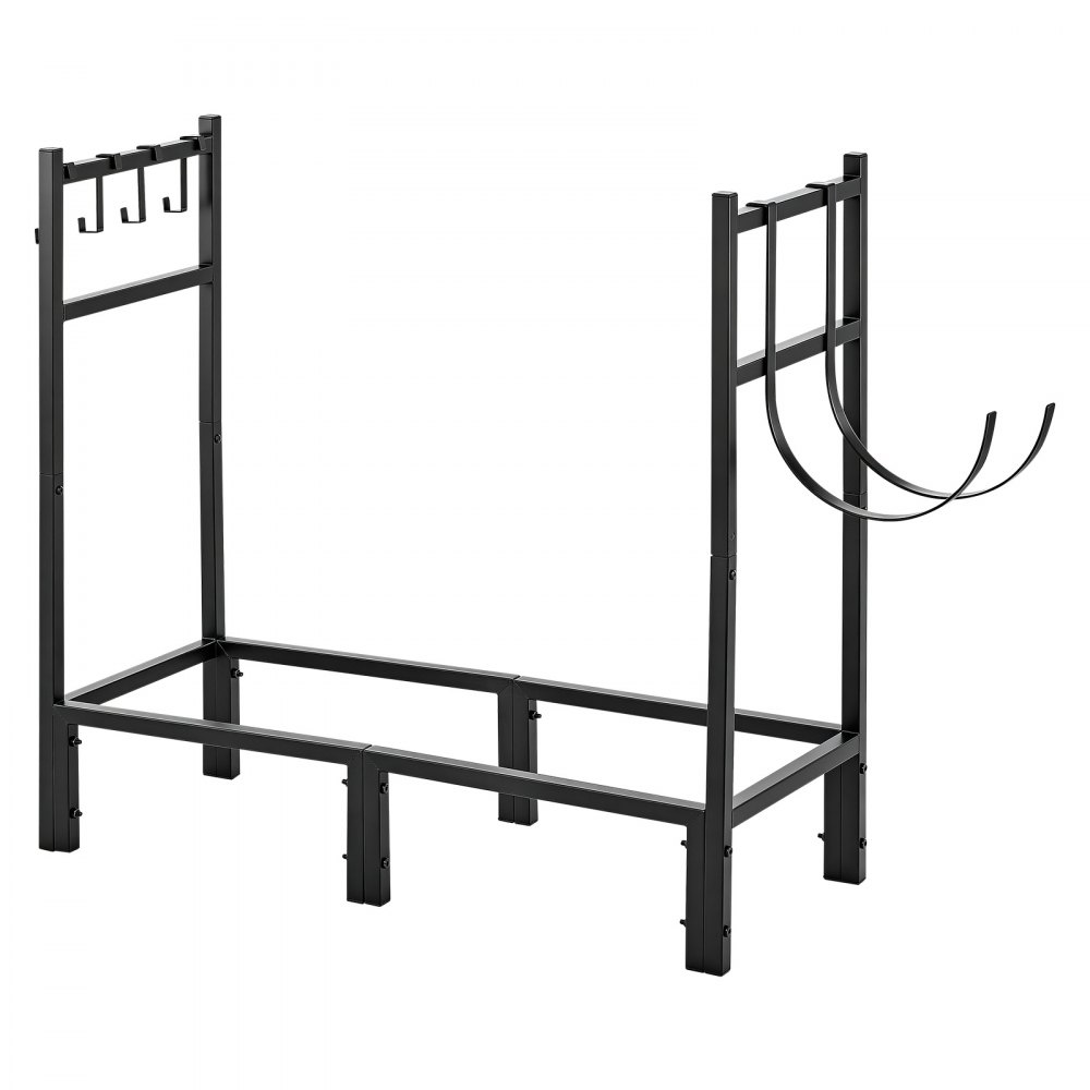 VEVOR Firewood Rack 32.68 Inch Heavy Duty Indoor Fire Wood Storage Holder, for Fireplace Patio Deck, 550 lbs Load Capacity, Stacker Stand with Log Carrier Bag, Metal Wood Pile Organizer Tool, Black