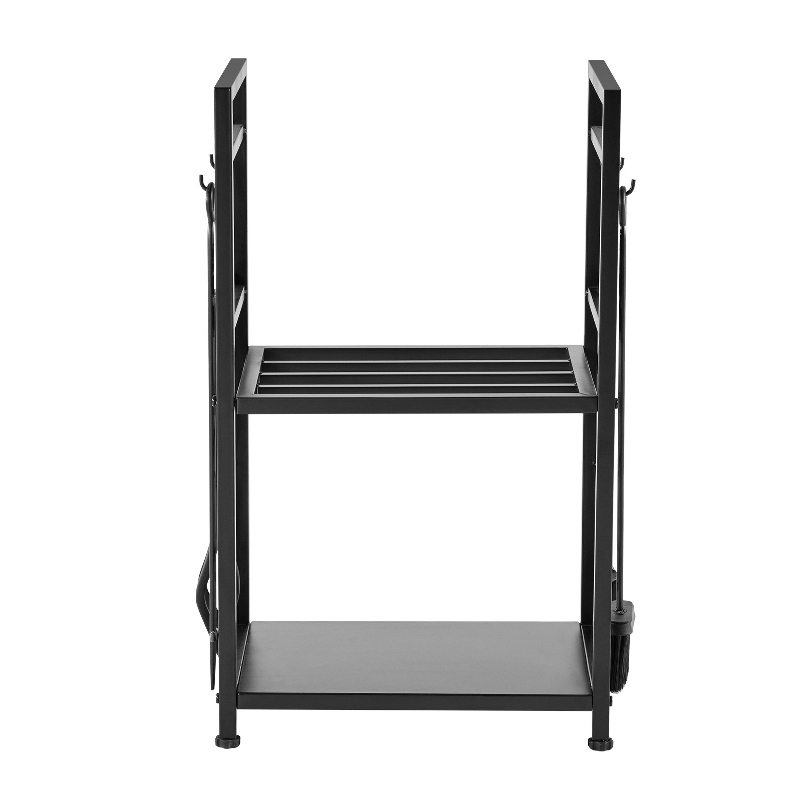 VEVOR Indoor Firewood Rack, 45.5cm 2-Tier Firewood Holder with Fireplace Tools, Brush, Shovel, Poker, Tongs, Heavy Duty Log Wood Rack, 400 lbs Weight Capacity, Wood Pile Storage Stacker for Fire Pit