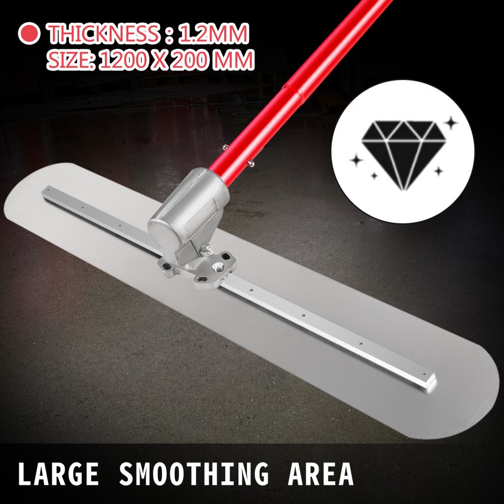 VEVOR Bull Float Concrete Float 1200x200mm Concrete Tool Trowel Float adjustable Handle & Bracket,concrete float with Handle Length: 3 x 1.8m