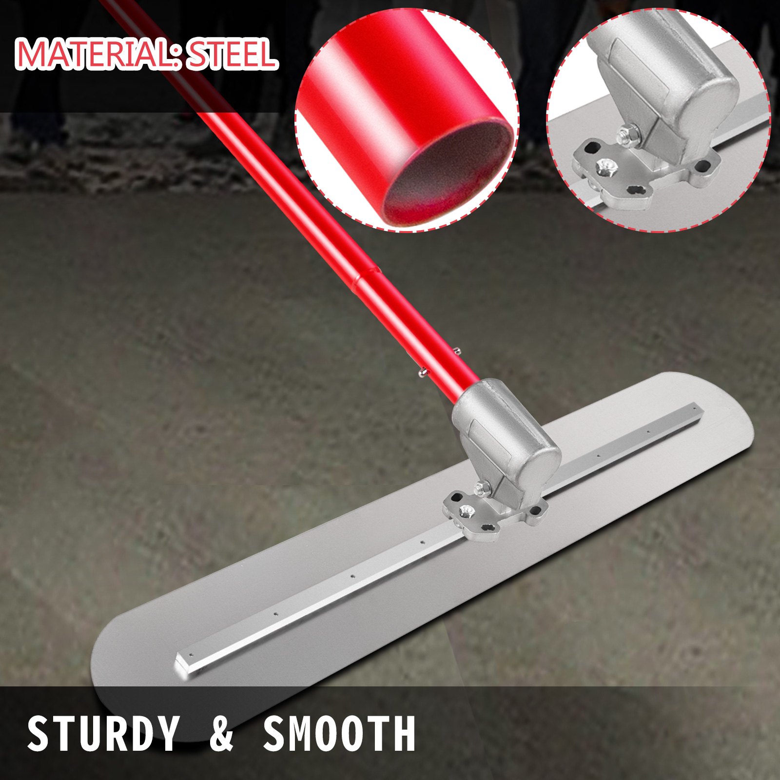 VEVOR Bull Float Manganese Steel Concrete Float 1200x200mm Concrete Float Tool Cement Tool Bull Concrete Kit Bull Pool Float Bull Float Handle Bull Float Bracket Concrete Tool Finishing Bull Float