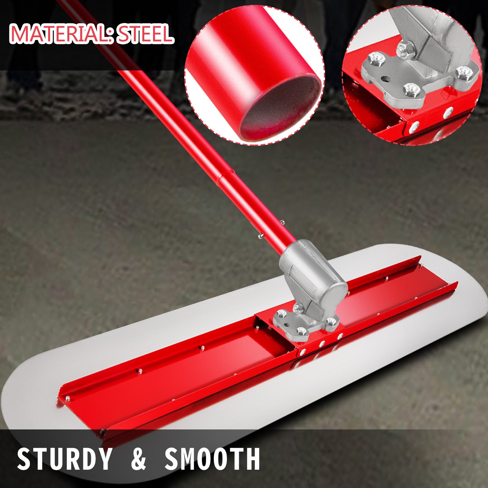 VEVOR Bull Float Manganese Steel Concrete Float 1200x300mm Concrete Float Tool Cement Tool Bull Concrete Kit Bull Pool Float Bull Float Handle Bull Float Bracket Concrete Tool Finishing Bull Float