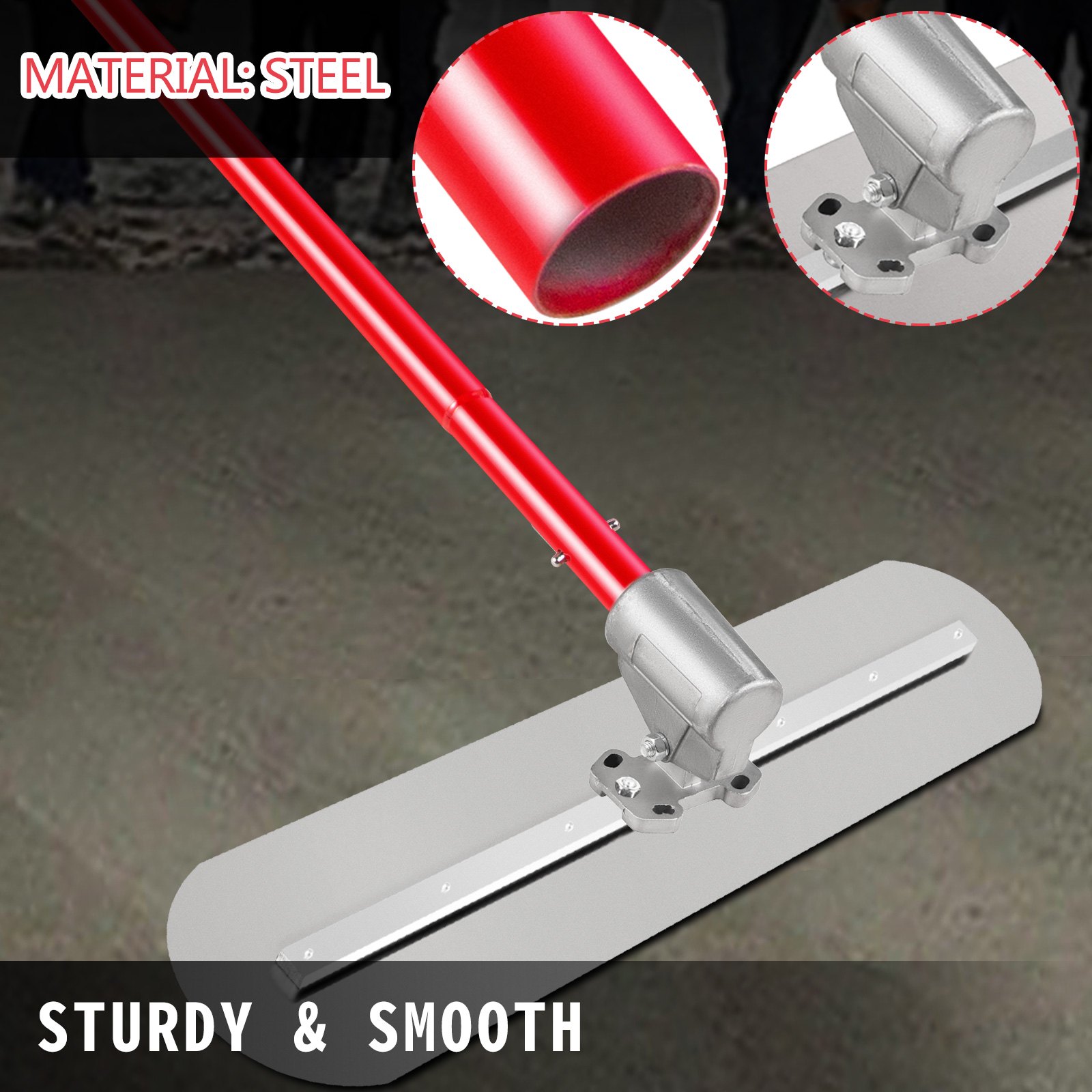VEVOR Bull Float Manganese Steel Concrete Float 900x200mm, Concrete Float Tool Cement Tool Bull Concrete Kit Bull Pool Float Bull Float Handle Bull Float Bracket Concrete Tool Finishing Bull Float